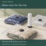 TESVOO Airfold promotional motion artwork, not a live compression demonstration