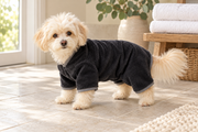Styled image of the TESVOO black dog drying robe, based on the original product design