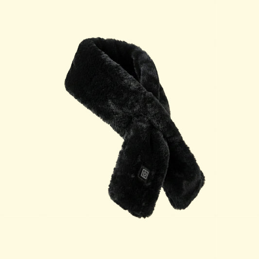 TESVOO CosyHeat black USB heated scarf, front view