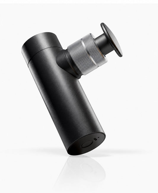 Unbranded mini massage gun — illustrative edited reference image 1